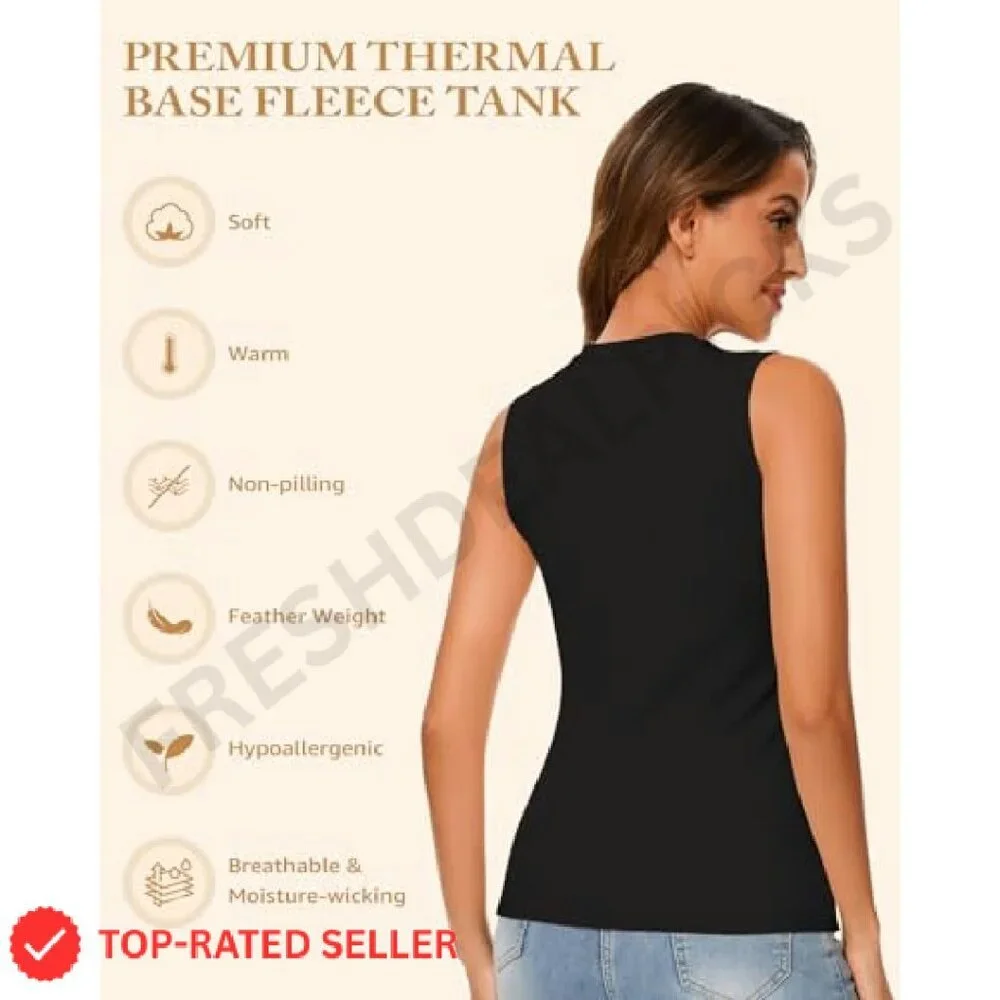 Fleece Lined Thermal Tank Top Sleeveless Base Layer Minimal Chic Warm Undershirt